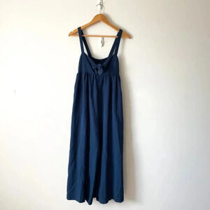 Pepaloves Wide Leg Bow  Jumpsuit Playsuit Navy Blue Size Small